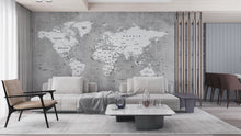 Load image into Gallery viewer, World Map with concrete wallpaper , wall mural