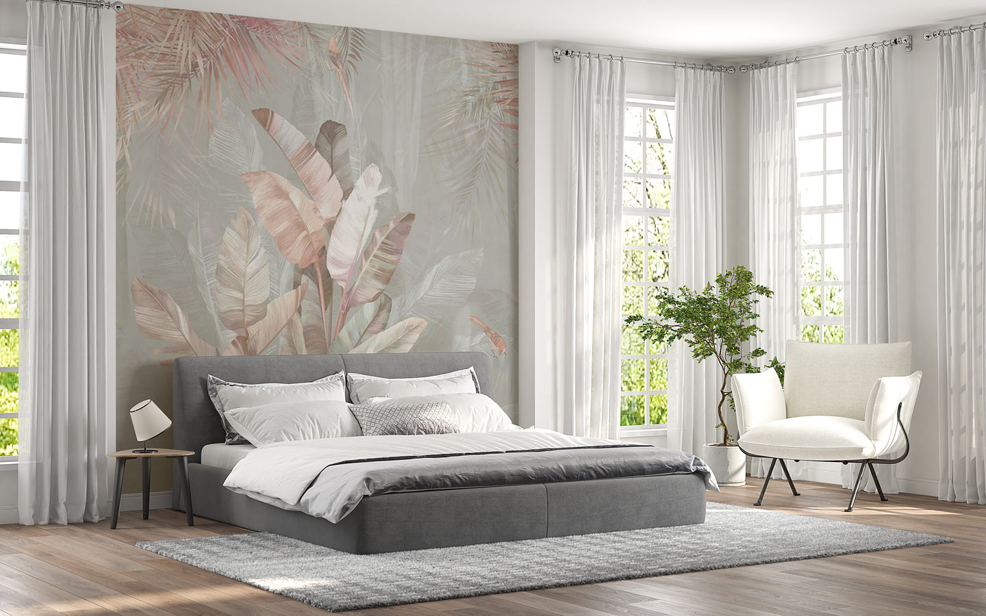 Big Pink Banana Leaf Wall Mural