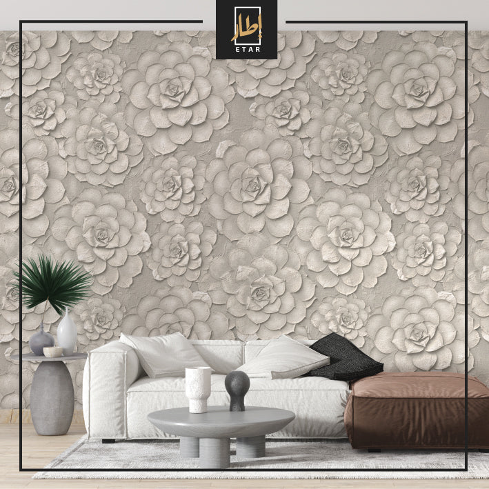 3D Flower Effect Wallpaper Wall Mural for Beautiful Living Room and Bedroom Wall Paper